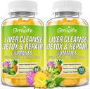 Liver Cleanse Detox & Repair Gummis mit Milchdistel 3000mg, 24-in-1 Lebergesundheitsergänzung mit Dandelion, Artichoke, Sugar Free Liver Detox Gummies, Ananas Flavor - 120 Count