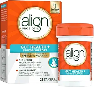 Align Probiotic, Digestive De-Stress, Probiotisch für Frauen und Männer mit Ashwagandha, Hilft mit einer gesunden Reaktion auf Stress, Glutenfrei, Sojafrei, Vegetarisch, 50 Gummis (Pack von 2)