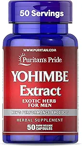 Puritan's Pride Yohimbe Exotische Kräuter für Männer 250 mg (1000mg Äquivalent), Nahrungsergänzung, 50 Rapid Release Kapseln
