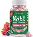 YumVs Kids Multivitamin mit Eisen & Minerals Kautabletten – Grape & Berry Flavor Vitamine für Kleinkinder & Kinder Alter 2+ – Daily Multivitamin for Immune Support – Kosher, Non-GMO – 120 Chewables