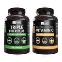 Pure Original Ingredients Triple Fiber and Vitamin C Bundle, 365 Capsules Each, Always Pure, Lab Verified