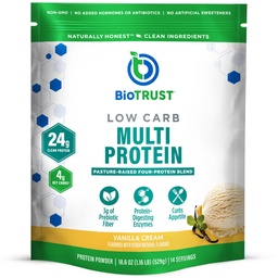 BioTrust Low Carb Protein Pulver – Natürliche und leckere Whey & Casein Mischung aus Grass-Fed Hormon Free Cows – Non GMO, Soy Free, Glutenfrei, Hormonfrei (Vanilla)