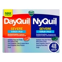 VICKS DayQuil & NyQuil SEVERE Co-Pack, Kalt & Flu Medizin, Leistungsstarkes Relief für Kopfschmerzen, Fever, Sore Throat, Minor Aches & Pains, Congestion, Sinus Pressure, Stuffy Nose und Cough, 48 LiquiCaps