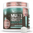 Herbtonics Kreatin für Frauen 5000mg Kreatin Monohydrat + Multi Collagen Protein Powder (Typ I, II, III, V, X) – Lean Muscle, Recovery & Skin Support – Grass-Fed, No Bloat, Unflavored – 30 Servierungen