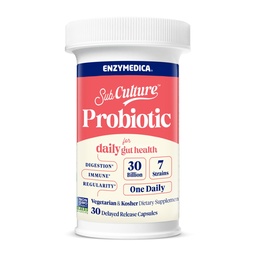 Enzymedica SubCulture Probiotic for Daily Gut & Digestive Health - Probiotic Capsules for Women & Men, 30 Billion CFU, Digestive Nutritional Supplement for Adults, Vegetarian, Non GMO - 30 Caps