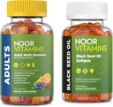 Noor Vitamine Erwachsene Multivitamin Gummy und schwarze Samen Öl Bundle