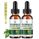 (2 Pack) Organic Moringa Liquid Drops, Moringa Supplement with Turmeric, Black Pepper, Grape Seed Extract, Pure Moringa Oleifera Leaf Extract for Skin, Gut, Immune Support, More Potency Than Powder