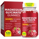 Magnesium Glycinate Gummies 120 Count, 600mg High Absorption Magnesium with L-Threonate, Sugar-Free & Non-GMO Supplement, Supports Relaxation and Sleep for Adults