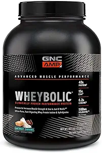GNC AMP Wheybolic Clinical Proven Protein Powder, 40g Whey Protein, BCAA, Leucine, erhöht Muskelkraft, Muskelaufbau, 3. Partei Getestet, Glutenfrei, Natürliche Schokolade, 25 Servierungen