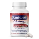 Symbiotics Colostrum 120ct Chewables Plus - Immunität Unterstützung für Erwachsene & Kinder - Lactoferrin Supplement & Colostrum Protein - Unterstützt Verdauung & Gut - 25% lgG Antikörper, Glutenfrei - Wild Cherry