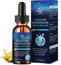 (4 Pack) 10 in 1 Calcium Magnesium Zinkergänzung, Magnesium Glycinat Komplexe Flüssigkeitstropfen mit Vitamin D3 K2 B6, Vegan Calcium Citrat Knochen & Immun Gesundheit Unterstützung, Schlaf & Krebse, Boron, 1 Fl Oz