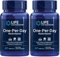 Life Extension One-Per-Day Multivitamin – Packed with Over 25 Vitamins, Minerals & Plant Extracts, Quercetin, 5-MTHF Folate & More – 1-Daily, Non-GMO, Gluten-Free – 60 Tablets (Pack of 2)