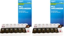 Cura di base (7-giorno) AM/PM Pill Organizer, Vitamin Case e Medicine Box, Grandi scomparti, 2 volte al giorno, Nero e Chiaro Lids (Pack of 2)