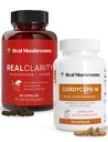 Reale Pilze RealClarity (60ct) und Cordyceps (120ct) Kapseln Bundle - Pilzergänzung für Psychische Klarheit, Fokus, Energie & Vitalität - Vegan, Non-GMO, Verifizierte Ebenen von Beta-Glucans