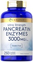 Carlyle Pancreatin Verdauungsenzyme | 250 Caplets | mit Protease, Amylase & Lipase | Hohe Festigkeit | Non-GMO, Glutenfreie Ergänzung
