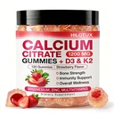 Calcium 1200 mg with Vitamin D3, K2, Calcium Supplements for Women & Men, Plus Magnesium Zinc for Bones, Muscle & Immune Support, High Absorption StrawberryFlavor 120 Calcium Gummies