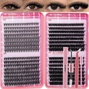 Lash Clusters Kit for Beginners Eyelash Clusters Kit Lashes Clusters Kit Cluster Lashes Pestañas Postizas Naturales with Lash Bond&Seal,Lash Tweezers,Brush RITALASH(640pcs 20D+40D+60D+80D Kit,9-16mm)
