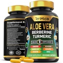 Aloe Vera Kapseln Ergänzung - 12in1 Formel - Kombinieren Sie mit Berberine, Turmeric, Ceylon Cinnamon, Banaba Blatt, Gymnema Sylvestre, Acai Berry, Bergamotte, Knoblauch, und mehr - 120 Kapseln