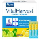 24 Sticks Electrolytes Powder Packets 7 Flavors Sugar Free Hydration Packets Liquid Daily IV Drink Mix, Low Sodium, Lemon Lime
