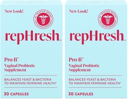 Rephresh Pro-B Vaginal Probiotic Supplement, pH Balance, Probiotics for Women, Balances Yeast and Bacteria to Maintain Feminine Health, Daily Oral Capsules, 30 Count (Pack of 2)