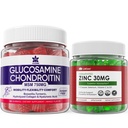 Zuckerfreie Zink-Gummien 2 Pack + Glucosamin Chondroitin Gummis 2 Pack