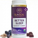 Sunsoil Better Sleep Organic Gummies, No Melatonin, Ashwagandha, USDA Certified Organic, Vegan, Gluten-Free, Sleep Support