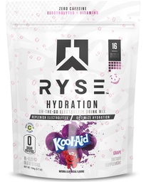 RYSE Hydration Electrolyte Powder Drink Mix Packets - Kool-Aid Grape - Sugar-Free Full Spectrum Electrolytes with Essential Vitamins, Taurine and Choline for Rehydration - 16 Serving Sticks