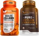Herbtonics Multi Collagen Gummies Type 1,2,3,5 & 10 with Biotin for Hair Growth, Skin, Nails - Premium Ceylon Cinnamon Capsules - Effective Cinnamon Pills for Enhanced Well-Being - 1500mg Cinnamon Sup