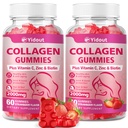 Collagen with Vitamin C and Biotin Gummies - 200mg Collagen Peptides for Hair Skin & Nails Support for Men & Women. Beauty Formula Supplement, Strawberry Flavor (60 Count（Pack of 2）)