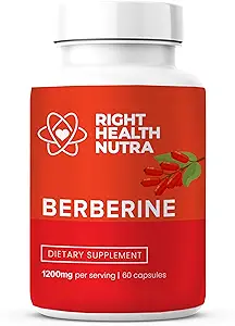 Right Health Nutra - Berberine 1200mg - 60 Kapseln - Pure, natürliche Unterstützung für die Bekämpfung von freien Radikalen, Boost Immunity & Balance Microbiome - Vegan & Natural Berberine Kapseln
