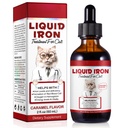 Flüssiges Eisen für Katzen, flüssige Eisen Tropfen für Katzen unterstützt Anämie, niedrige Enery Levels und Lethargy Katzen- Verbesserung Energie Levels & Vitalität, Pet liefert Cat Vitamin Supplement, Caramel Flavor - 2 fl.oz