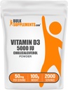 BulkSupplements.com Vitamin D3 Pulver - Cholecalciferol, 5000 IU - Glutenfrei, 50mg (125mcg Vitamin D3) pro Servierung, 100g (3,5 oz) (Pack von 1)