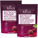 Kiwa Beetroot Powder with Collagen 2-Pack – Vegan, Gluten-Free Dietary Supplement – Supports Natural Energy & Healthy Cell Function – 7oz Bags