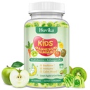 Magnesium Gummies for Kids - Magnesium Glycinate Gummies with L-Theanine, Chamomile & Multivitamins for Sleep, Calm & Focus - Green Apple & Kiwi Center-Filled Gummies 60 ct