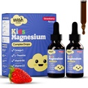 Kids Magnesium Glycinate Liquid Drops, Magnesium for Kids Sleep, Calm & Focus, Liquid Magnesium Complex with Omega 3, L-Theanine, Vitamin B6 & D3, Strawberry Flavor, 30ml (2 Pack)