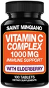 Vitamin C 1000mg mit Elderberry-Ergänzung - Double The Standard Dosierung mit 14 speziell geformten Zutaten - 100 Kapsel / 3 Monate Versorgung