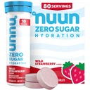 Nuun Zero Sugar Hydration Electrolyte Tablets - Sodium, Potassium, Chloride, Calcium, Magnesium, Light & Delicious Fruit Flavors, No Sugar, Gluten Free, Vegan, Wild Strawberry (80 Servings Total)