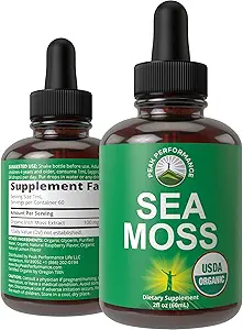USDA Organic Sea Moss Liquid Drops Supplement. Vegan Irish Sea Moss Extract für Frauen und Männer. Zero Sugar, Non Bitter. für Immune, Verdauungsstörungen, Atmungshilfe. USDA Certified Organic