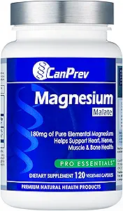 CanPrev Magnesium Malate, 120 Veg Caps, 120-Tage-Versorgung, 180mg Elemental Magnesium & 540mg Malic Acid, Vegan & Non-GMO, unterstützt Entspannung, Energie, Muskelfunktion, Knochenstärke & Gesamt Wohlbefinden