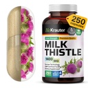 BIO KRAUTER® Milchdistel-Ergänzung für Leberreinigung & Detox - Reine vegane Milchdistel-Extrakt 1400 mg pro Servieren Сontains Silymarin - 250 Kapseln, 125 Tage Supply, Non-GMO