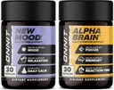 ONNIT Premium Alpha Brain Bundle - Nootropic Brain Supplement (30 Zähler) für Fokus, Konzentration & Speicher + Neue Mood Ergänzung für Stress Relief, Schlaf und Stimmung (30 Zähler)