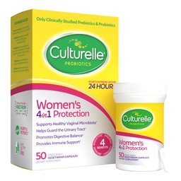 Culturelle Probiotics for Women with Prebiotics - 4-in-1 for Vaginal, Digestive, Urinary & Immune Health - pH Balance, Bloating & Gas Relief - Daily Vegetarian Capsules, Non-GMO - 50 Count