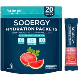 Electrolytes Powder Packets Sugar Free Hydration Packets, Liquid Daily IV Electrolyte Drink Mixex for Rehydration with Electrolytes, Vitamins, 0 Calorie, Watermelon Flavor, 20 Sticks