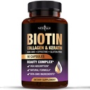 NEU AGE Biotin Collagen Keratin Hyaluronsäure - 50.000 mg Haarwachstum Vitamine für Männer und Frauen, Nägel, Haar, Haut Vitamine und DHT Blocker mit Vitamin E Folsäure Kürbis Seed MSM - 90 Count
