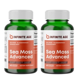 INFINITE AGE 2 Pack von 1250mg Sea Moss Advanced Superfood Capsules, 120 Count - High-Potency, Vegan, Made in the USA - Irish Seamoss, Bladderwrack, Burdock Root - Gesamtgesundheit, Immunitätsunterstützung