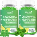 2 Confezione Gummie clorofilla con Superverdi Organici, Antiossidante Naturale, Energy Boost, Supporto Immune, Digestione, Cura della Pelle, Donne & Uomini, Adulti & Kid - 120 Vegan Organic Gummies