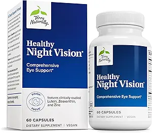Terry Naturally Healthy Night Vision - Antioxidante Ergänzung zur Unterstützung von Augengesundheit & Aids gegen Augenfett - Vision Health Supplement zur Unterstützung gesunder Macula mit Zink & Vitamin A - 60 Kapseln