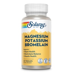 Solaray Magnesium and Potassium with Bromelain, Magnesium Potassium Supplement for Heart Health, Electrolyte, and Muscle Support - Gluten Free & Lab Verified - 30 Servings, 60 VegCaps
