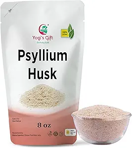 Psyllium Husk Ganze 8 oz | 98% Reinheit | lösliche Faser-Ergänzung | Keto Friendly | Verwendung in Glatteien, Kochen und Backen | Unflavored, Fine Ground, 100% natürlich, Non GMO | von Yogi's Gift®
