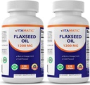 Vitamatic 2 Pack Flaxseed Oil 1200mg 120 dal semi di lino pressato a freddo - 675 mg di ALA Omega 3 acidi grassi per migliorare la salute del cuore